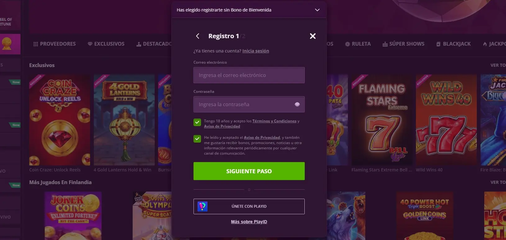 Malina Casino Online Registration
